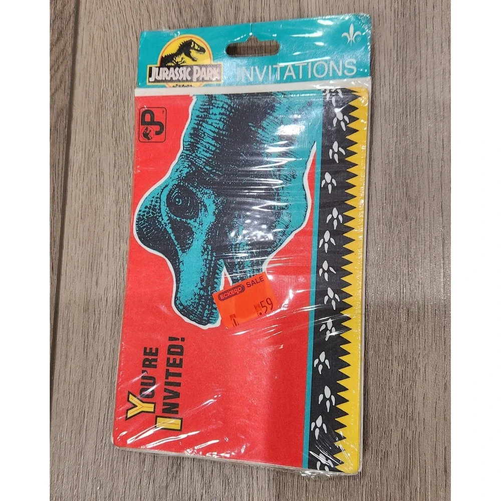 Vintage 90s Jurassic Park Party Supplies Bundle Sealed Plates Napkins Invitation
